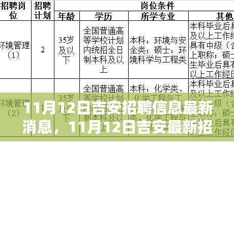 11月12日吉安最新招聘信息汇总,掌握最新招聘动态