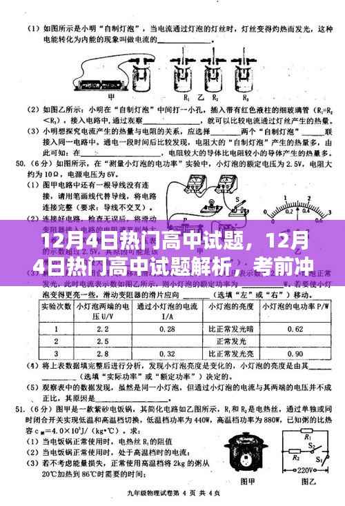 考前冲刺必备,最新高中试题解析与热点试题解析