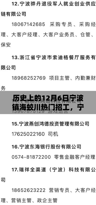 宁波镇海蛟川历史上的招工热潮,12月6日的回顾与聚焦