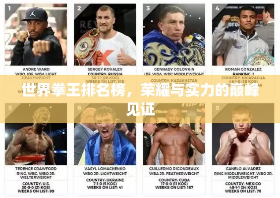 世界拳王排名榜,荣耀与实力的巅峰见证